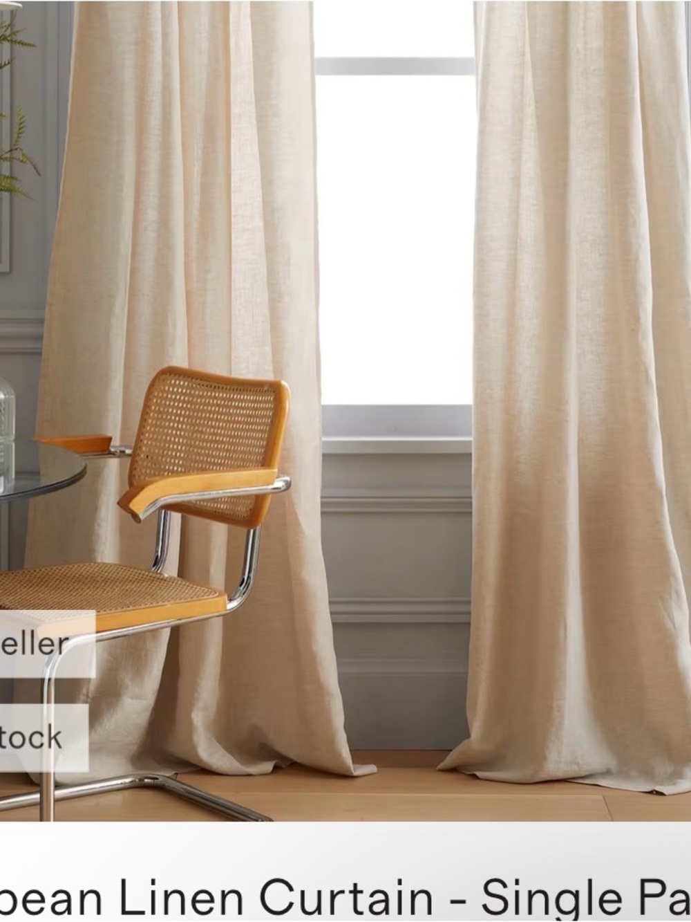 Quince European Luxe Linen Curtain 48x108 Flax (one panel)